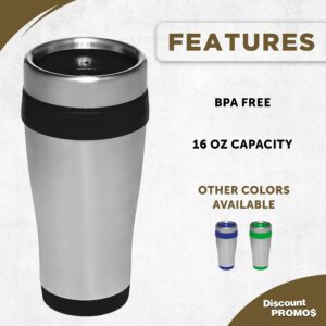 DISCOUNT PROMOS Insulated Stainless Steel Travel Mugs 16 oz. Set of 10, Bulk Pack - Perfect for Coffee, Soda, Other Hot & Cold Beverages - Black