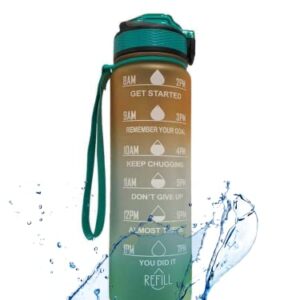 1 Littre Water bottle Motivational Water Bottle with Time Marker & Removable Strainer to Remind You Drink More Water, Fast Flow, Leakproof BPA Free Sport Water Bottle for Fitness and Outdoor …