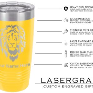 LaserGram 20oz Vacuum Insulated Tumbler Mug, Happy Face, Personalized Engraving Included (Yellow)
