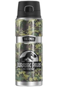 jurassic park camo logo thermos stainless king stainless steel drink bottle, vacuum insulated & double wall, 24oz