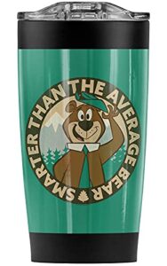 logovision yogi bear smarter than average stainless steel tumbler 20 oz coffee travel mug/cup, vacuum insulated & double wall with leakproof sliding lid | great for hot drinks and cold beverages