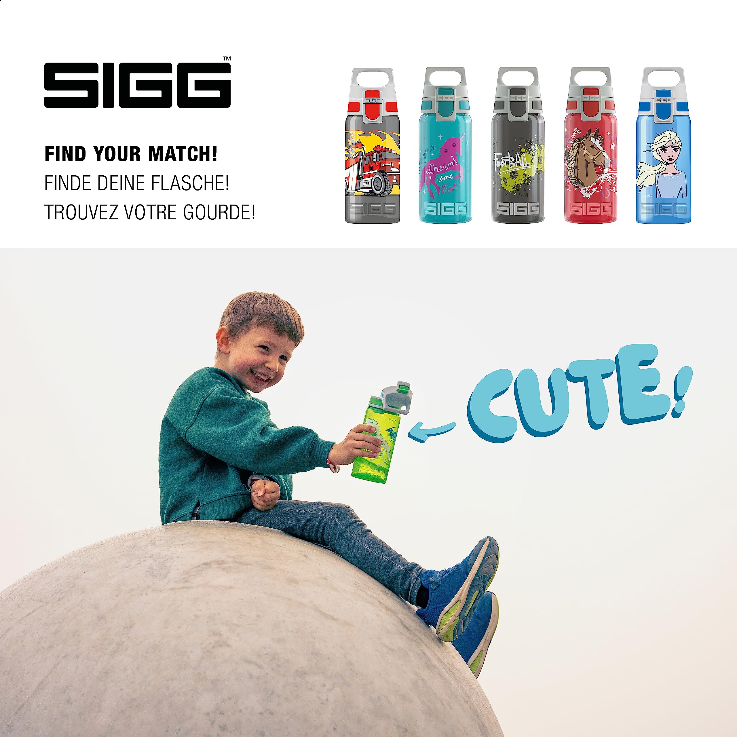 Sigg VIVA ONE Disney Pixar Children's Drinking Bottle (0.5 L), Pollutant-Free Children's Bottle with Leak-Proof Lid, Kids' Water Bottle with One-Handed Use