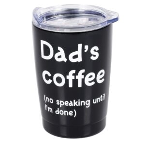 enesco our name is mud parentheses dad's coffee stainless steel tumbler, 12 ounce, black