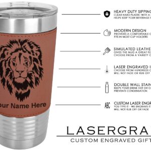 LaserGram 20oz Vacuum Insulated Tumbler Mug, Fighter Jet 1, Personalized Engraving Included (Faux Leather, Dark Brown)