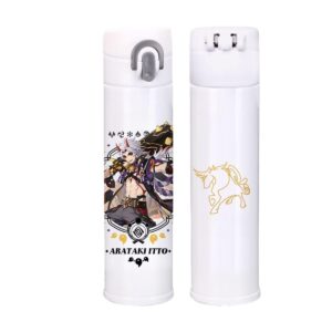 sonsoke game anime figure 13.5 ounce thermos water bottle stainless steel anime insulated water bottle travel vacuum insulated bottle cosplay (arataki itto)