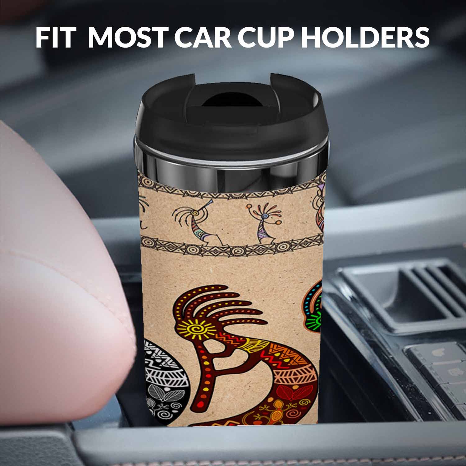 WONDERTIFY Kokopelli Coffee Cup Stylized Mythical Characters Playing Flutes Coffee Mug Stainless Steel Bottle Double Walled Thermo Travel Water Metal Canteen