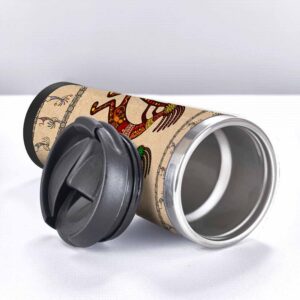 WONDERTIFY Kokopelli Coffee Cup Stylized Mythical Characters Playing Flutes Coffee Mug Stainless Steel Bottle Double Walled Thermo Travel Water Metal Canteen