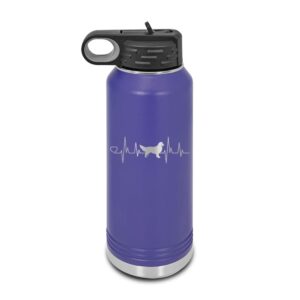 mister petlife golden retriever heartbeat lifeline laser engraved water bottle customizable polar camel stainless steel many colors sizes with straw - love dog - 32 oz - purple