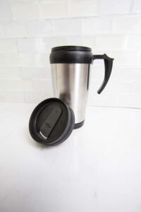 home basics vf00178 stainless steel travel coffee mug, silver