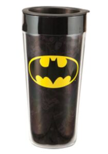 vandor batman plastic travel mug, black, 16-ounce