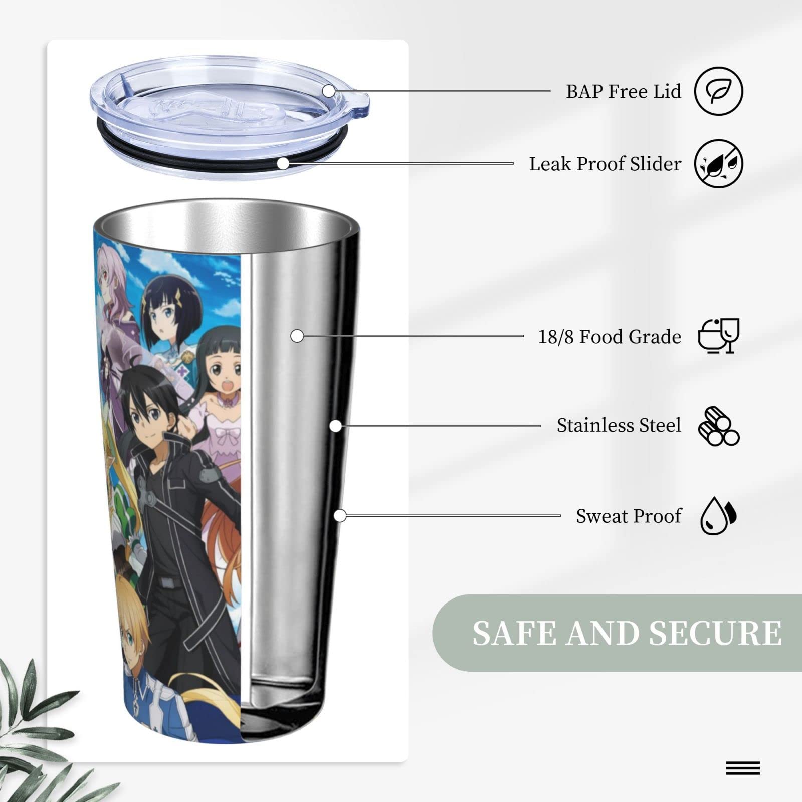 Sword Art Online 20oz Car Sippy Cup Stainless Steel Water Cup Thermos Cup