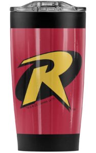 batman robin logo stainless steel tumbler 20 oz coffee travel mug/cup, vacuum insulated & double wall with leakproof sliding lid | great for hot drinks and cold beverages