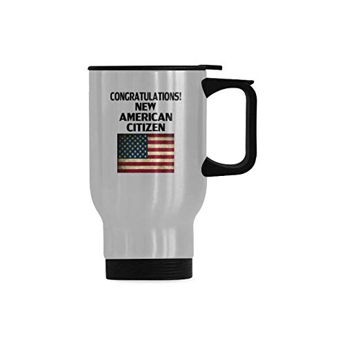 New American Citizen Coffee Mug or Office Tea Cups - American Citizenship Flag Stainless Steel Travel Mug 14 Ounce For US Citizen Gift Mug