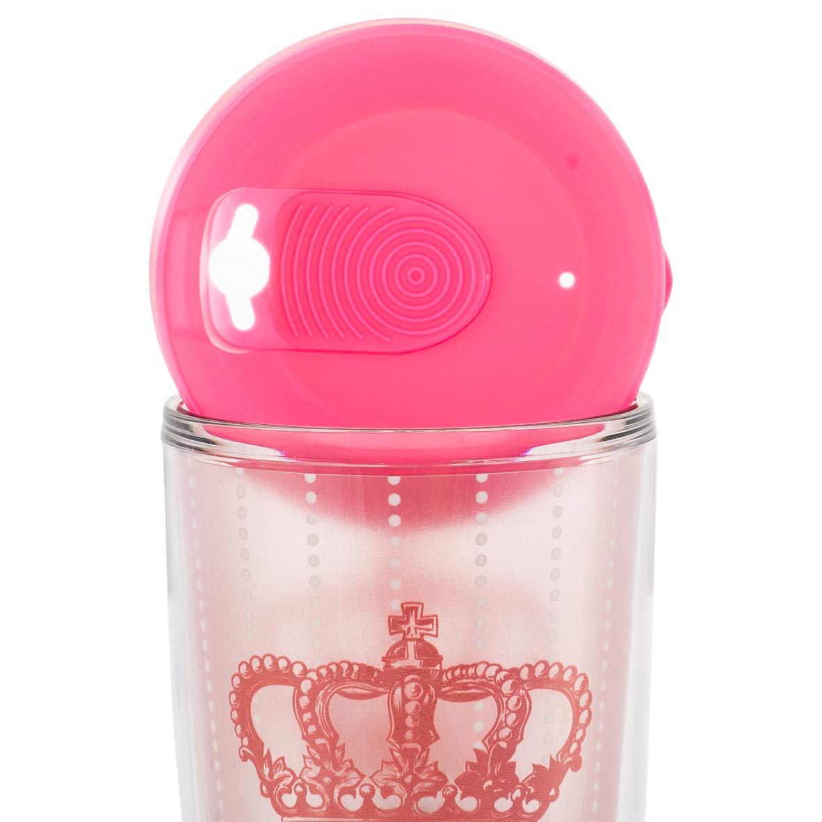 Signature Tumblers Yas Queen Wrap on Clear 16 Ounce Double-Walled Travel Tumbler Mug with Fuchsia Easy Sip Lid