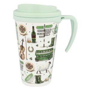 carrolls irish gifts impressions of ireland white and green travel cup with handle