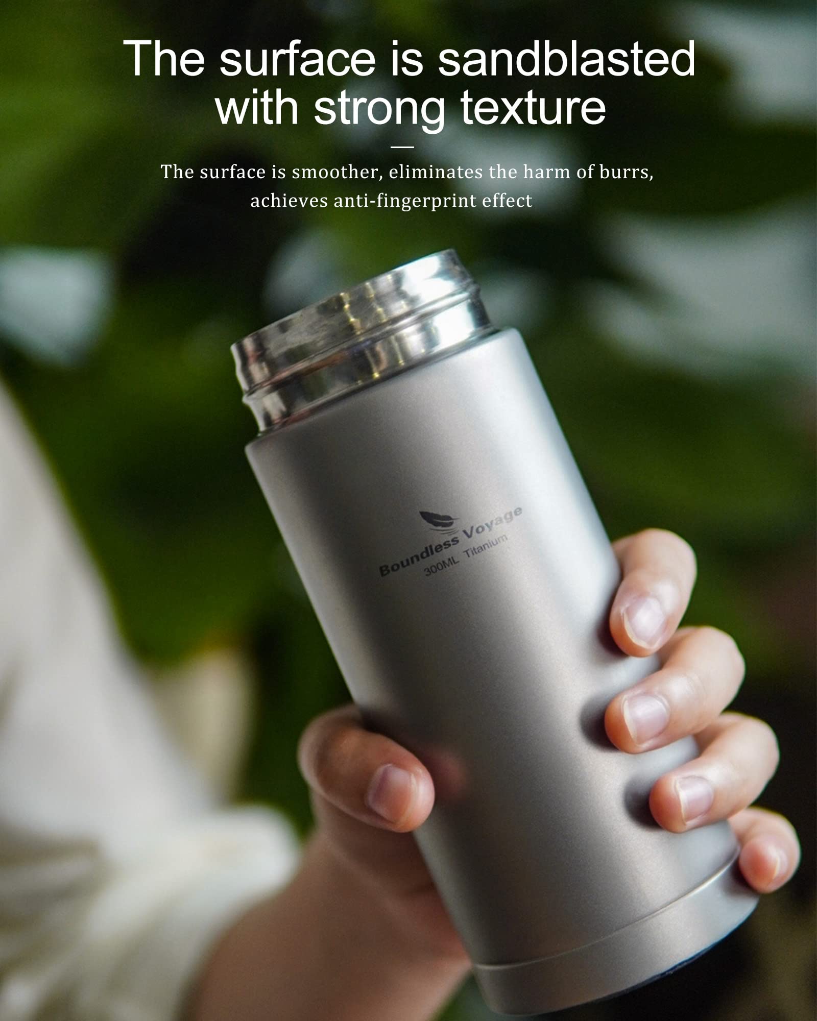 Boundless Voyage 450ml(15.84fl.oz) Titanium Vacuum with Filter Double Layer Lightweight Portable Tea Coffee Wine Whisky for Hiking Camping Picnic Gift A-Ti3010D