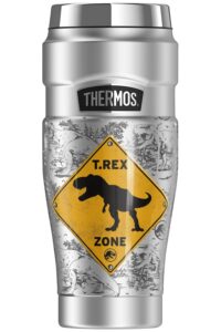thermos jurassic world dominion official t-rex zone stainless king stainless steel travel tumbler, vacuum insulated & double wall, 16oz