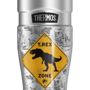 THERMOS Jurassic World Dominion OFFICIAL T-Rex Zone STAINLESS KING Stainless Steel Travel Tumbler, Vacuum insulated & Double Wall, 16oz