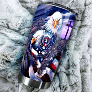 Personalized Tumbler American Eagle Patriotic Custom Name Tumbler 20 Oz 30 Oz Birthday Present Gift for Men Women ZDT6466