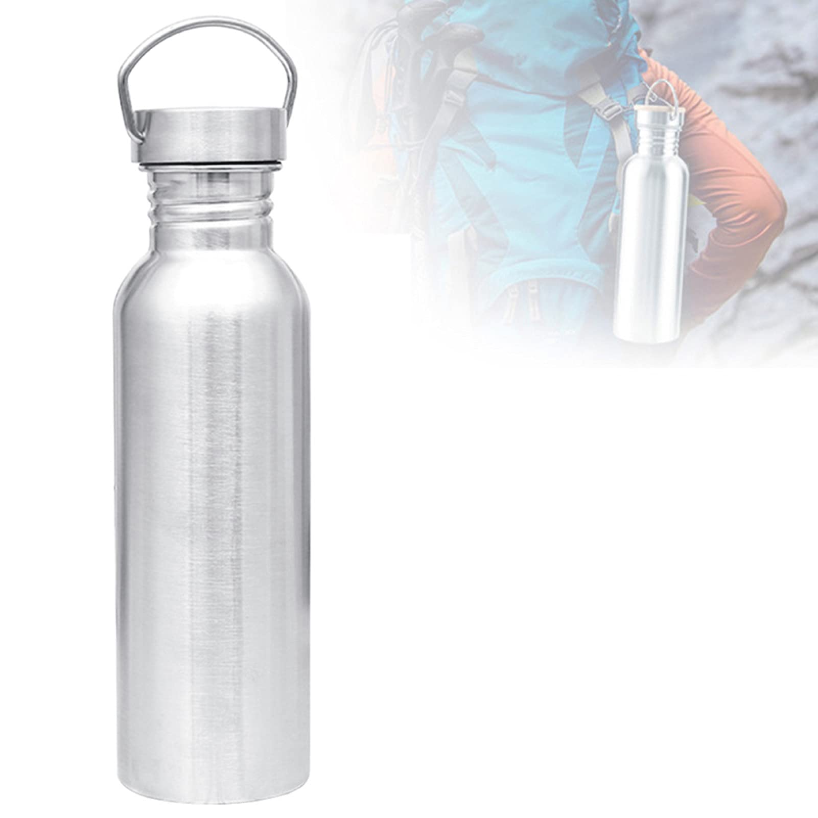 Drinking Bottles for Adults,350/500/750ml Portable Single Stainless Steel Travel Jug Water Bottle Kettle - Silver 750ml