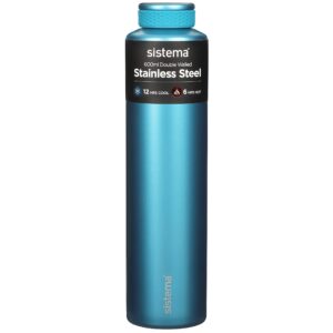 sistema hydrate stainless steel water bottle | 600 ml | bpa-free | double wall vacuum insulated metal water bottle | keeps liquid hot & cool | assorted colours
