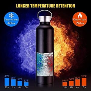 Stainless Steel Thermal Water Bottle-Wide Mouth Vacuum Insulated Double Wall 800mL Reusable Keeps Water Cold All Day Leak Proof No Lead BPA Free