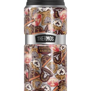 Yellowstone OFFICIAL Yellowstone Badges THERMOS STAINLESS KING Stainless Steel Drink Bottle, Vacuum insulated & Double Wall, 24oz