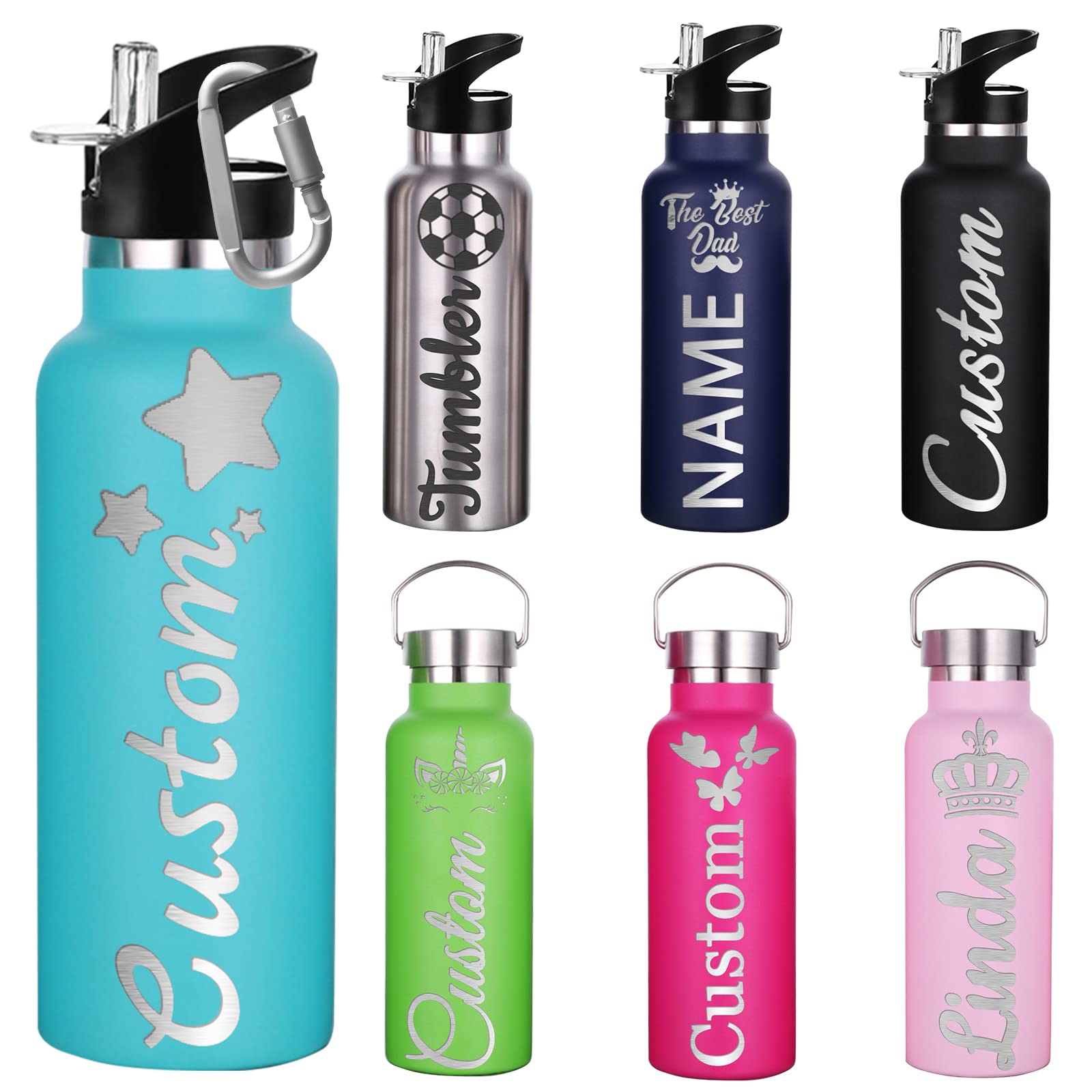 Hapelf Personalized Water Bottles Custom Insulated Water Bottle Customized Engraved Name Sports Flask 12 Oz/26 Oz Gifts for Women Men Valentine's Day Birthday Anniversary