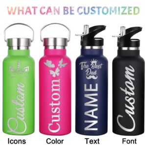 Hapelf Personalized Water Bottles Custom Insulated Water Bottle Customized Engraved Name Sports Flask 12 Oz/26 Oz Gifts for Women Men Valentine's Day Birthday Anniversary