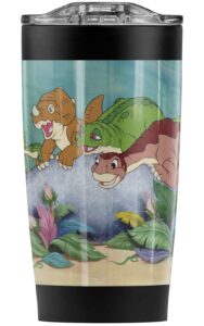 logovision land before time official prehistoric pals stainless steel 20 oz travel tumbler, vacuum insulated & double wall with leakproof sliding lid