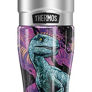 THERMOS Jurassic World Neon Jungle Velociraptor STAINLESS KING Stainless Steel Travel Tumbler, Vacuum insulated & Double Wall, 16oz