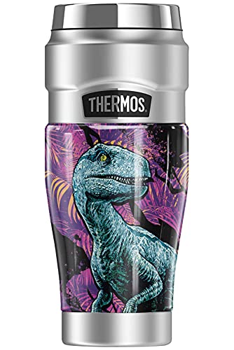 THERMOS Jurassic World Neon Jungle Velociraptor STAINLESS KING Stainless Steel Travel Tumbler, Vacuum insulated & Double Wall, 16oz