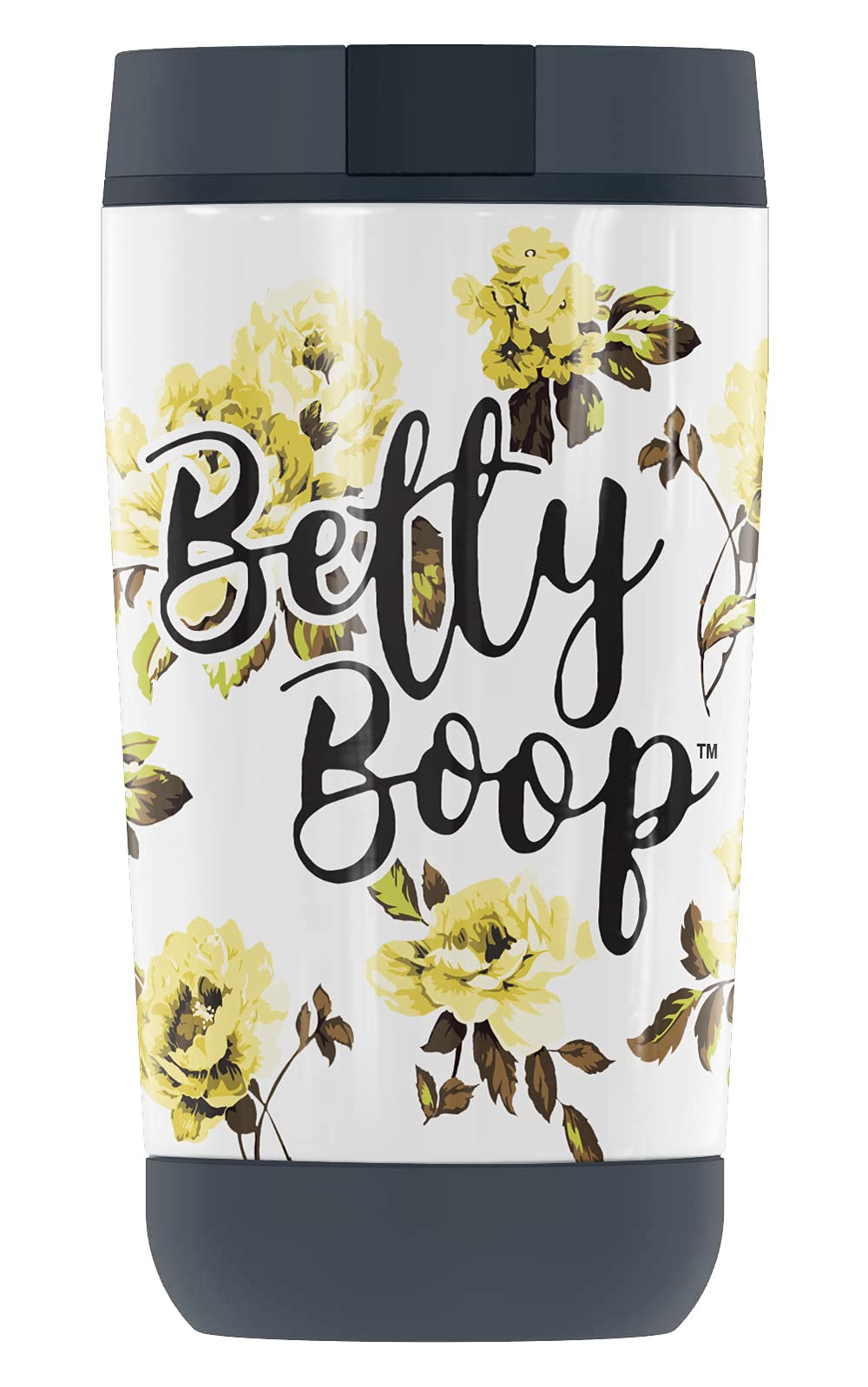 THERMOS Betty Boop Yellow Flowers GUARDIAN COLLECTION Stainless Steel Travel Tumbler, Vacuum insulated & Double Wall, 12 oz.