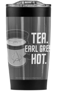 logovision star trek earl grey stainless steel tumbler 20 oz coffee travel mug/cup, vacuum insulated & double wall with leakproof sliding lid | great for hot drinks and cold beverages