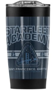 logovision star trek starfleet academy earth stainless steel tumbler 20 oz coffee travel mug/cup, vacuum insulated & double wall with leakproof sliding lid | great for hot drinks and cold beverages