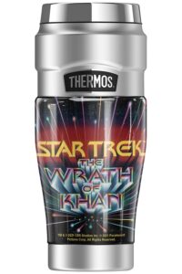thermos star trek wrath of khan logo stainless king stainless steel travel tumbler, vacuum insulated & double wall, 16oz