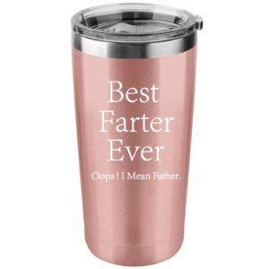 cofoza best fater ever oops i mean father funny gifts for dad 20 ounce stainless steel vacuum insulated tumbler father's day present (rose gold)