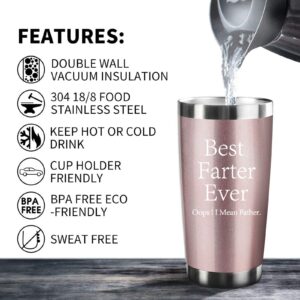 COFOZA Best Fater Ever Oops I Mean Father Funny Gifts for Dad 20 Ounce Stainless Steel Vacuum Insulated Tumbler Father's Day Present (Rose Gold)