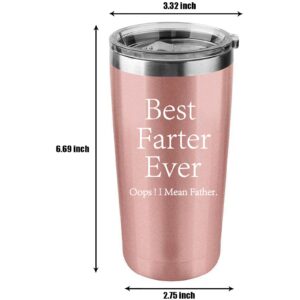 COFOZA Best Fater Ever Oops I Mean Father Funny Gifts for Dad 20 Ounce Stainless Steel Vacuum Insulated Tumbler Father's Day Present (Rose Gold)