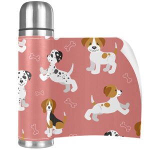 stainless steel leather vacuum insulated mug puppy dog beagle thermos water bottle for hot and cold drinks kids adults 16 oz