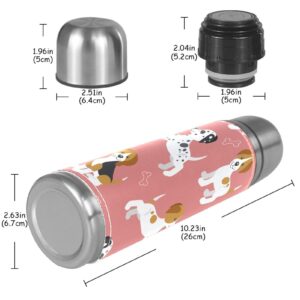 Stainless Steel Leather Vacuum Insulated Mug Puppy Dog Beagle Thermos Water Bottle for Hot and Cold Drinks Kids Adults 16 Oz