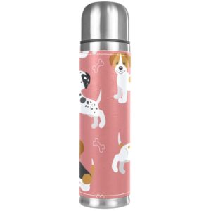 Stainless Steel Leather Vacuum Insulated Mug Puppy Dog Beagle Thermos Water Bottle for Hot and Cold Drinks Kids Adults 16 Oz