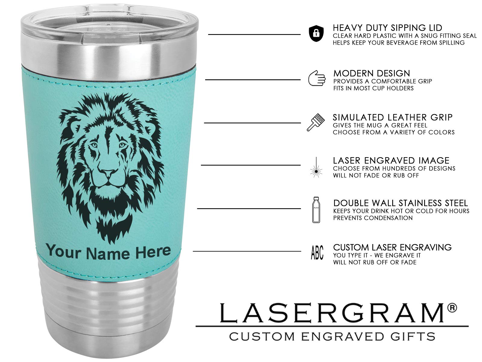 LaserGram 20oz Vacuum Insulated Tumbler Mug, RD Registered Dietitian, Personalized Engraving Included (Faux Leather, Teal)