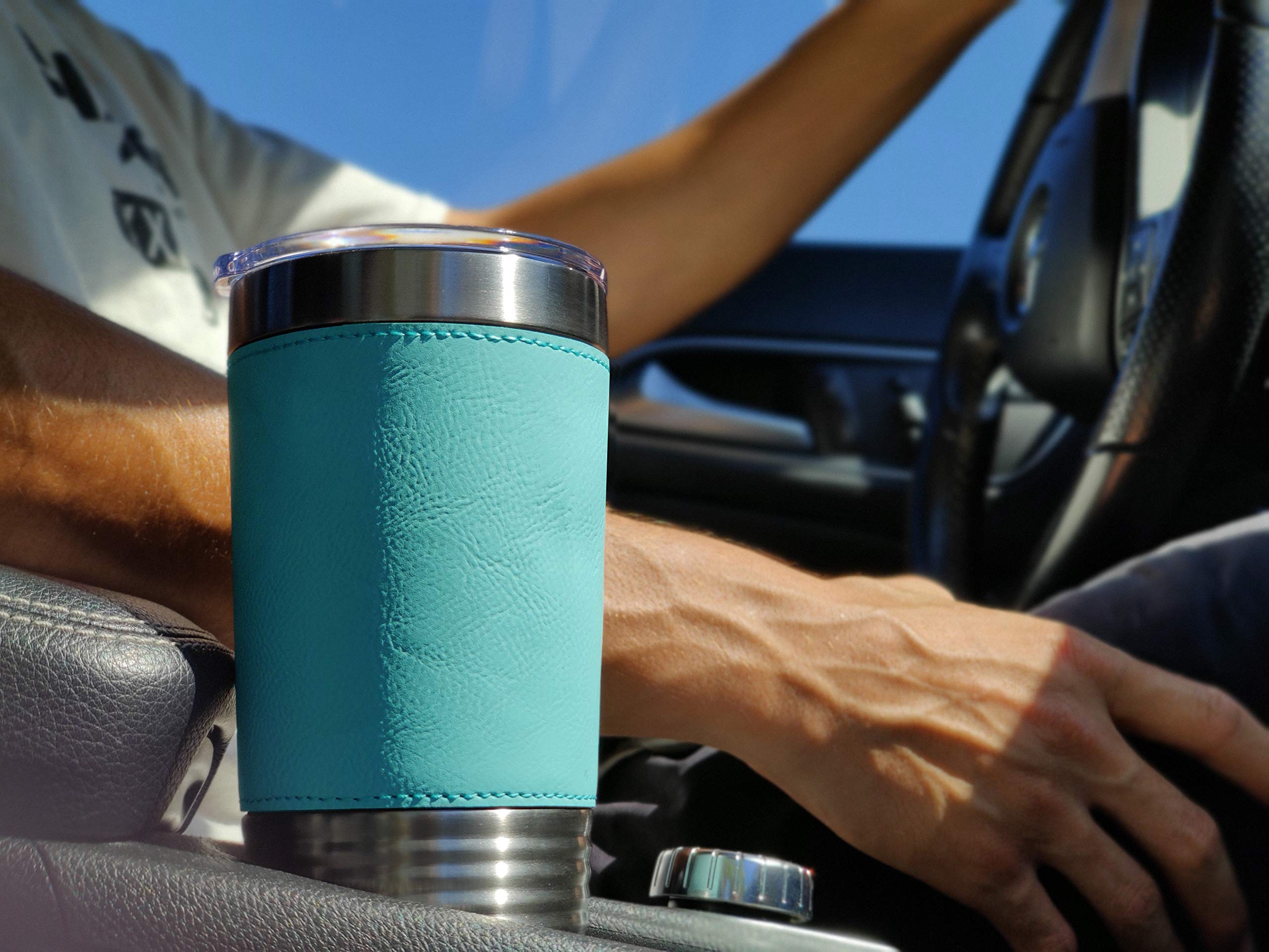 LaserGram 20oz Vacuum Insulated Tumbler Mug, RD Registered Dietitian, Personalized Engraving Included (Faux Leather, Teal)