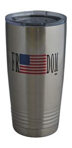 rogue river tactical freedom usa flag 20 oz travel tumbler mug cup w/lid stainless steel hot or cold military veteran gift