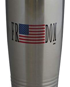 Rogue River Tactical Freedom USA Flag 20 Oz Travel Tumbler Mug Cup w/Lid Stainless Steel Hot or Cold Military Veteran Gift