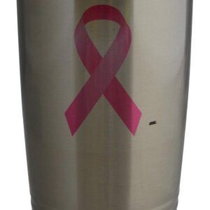 Rogue River Tactical Pink Ribbon 20 Oz. Travel Tumbler Mug Cup w/Lid Stainless Steel Support Breast Cancer Awareness