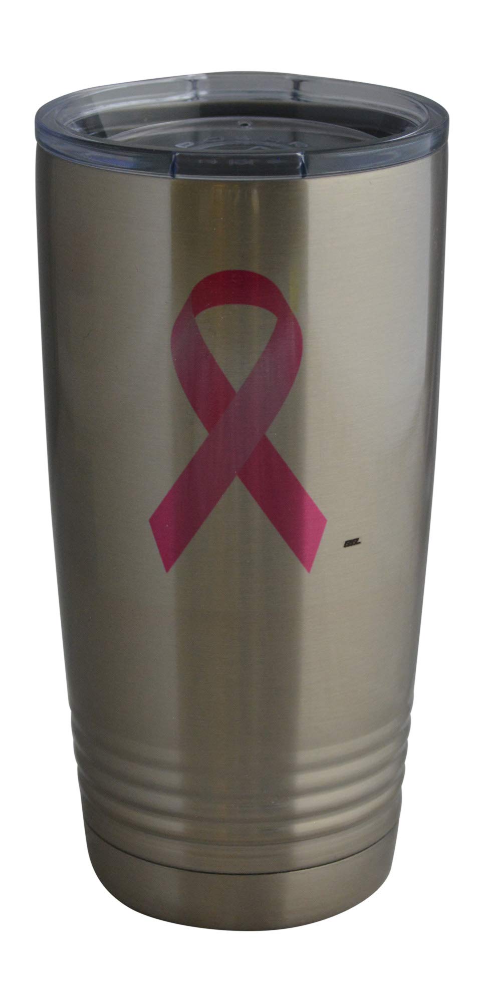 Rogue River Tactical Pink Ribbon 20 Oz. Travel Tumbler Mug Cup w/Lid Stainless Steel Support Breast Cancer Awareness