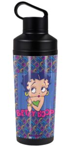 betty boop official pop betty 18 oz insulated water bottle, leak resistant, vacuum insulated stainless steel with 2-in-1 loop cap