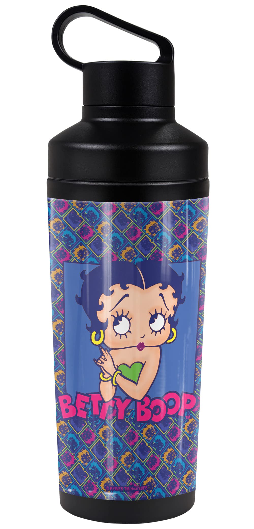 Betty Boop OFFICIAL Pop Betty 18 oz Insulated Water Bottle, Leak Resistant, Vacuum Insulated Stainless Steel with 2-in-1 Loop Cap